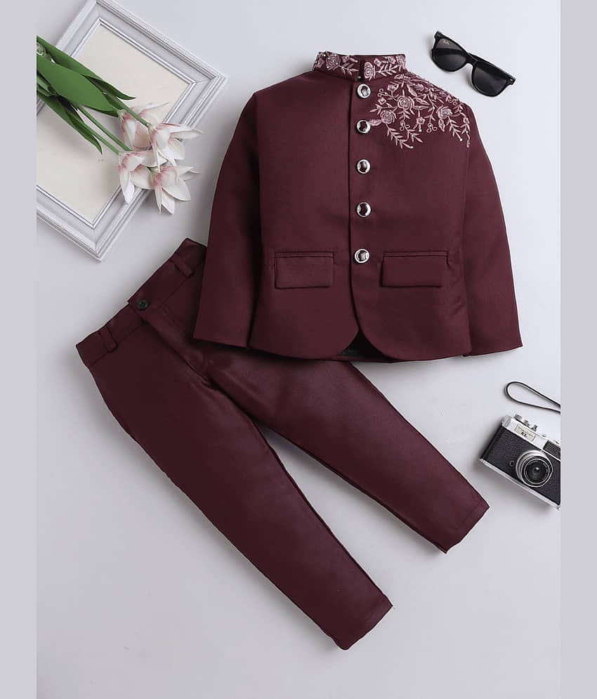 Fourfolds Boys Polyester Suit ( Pack of 1 , Wine )
