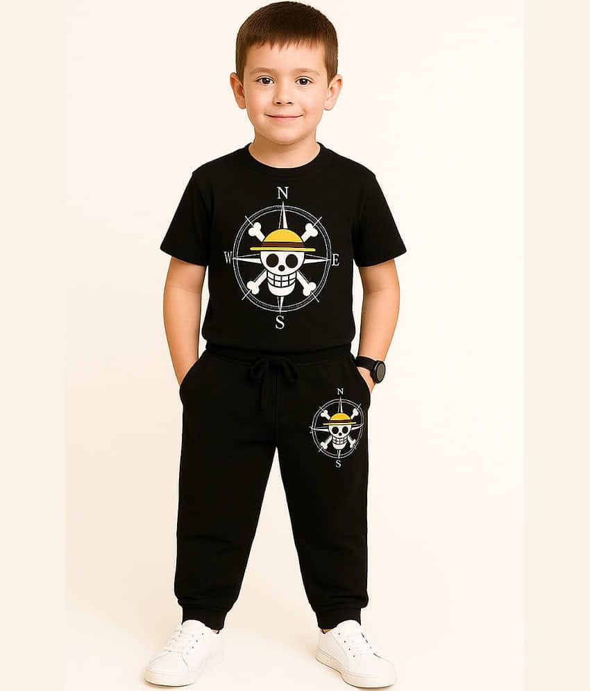 Paryag Pack of 1 Boys Cotton Blend Tshirt & Pajama Set ( Black )