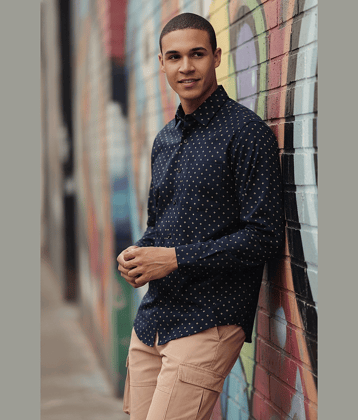 IVOC 100% Cotton Regular Fit Printed Full Sleeves Men's Casual Shirt - Navy ( Pack of 1 )