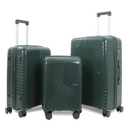 SKYCARRY Specta | Trolley Bag Set of 3 | Durable Hard Shell | TSA Type Lock | Spinner Luggage | 360 Disc Spinner Wheels | Travel Suitcase (3, Forest Green, S,M,L)