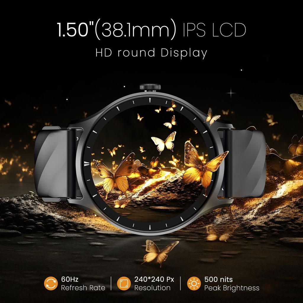 CELLECOR E2 Hype 1.50" (38.1mm) HD IPS Display Smart Watch, 500 Nits, 60Hz Refresh Rate, Bluetooth Calling, AI generated Watch Faces, 100+ Sports Modes, Health Suite, Voice Assistance (Black )