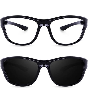 Kanny Devis - Black Wrap Around Sunglasses ( Pack of 2 )