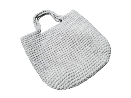 Stylish Handmade Crochet Handbag - Durable Light Gray Yarn
