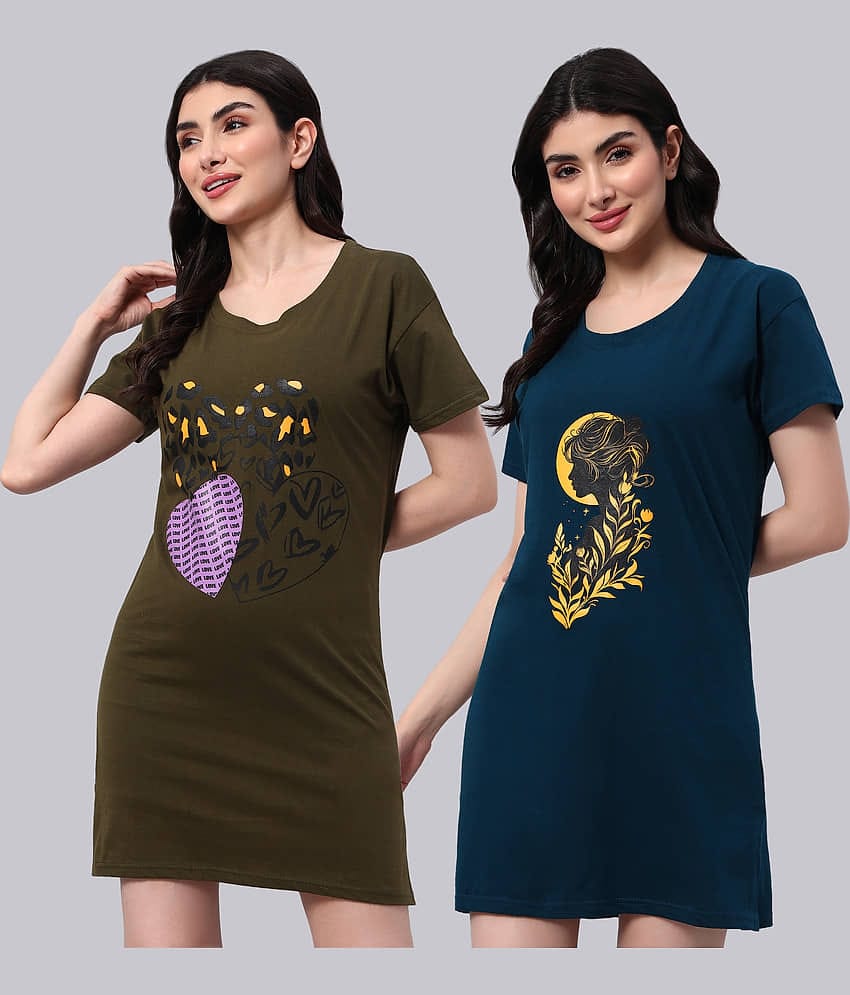 HEMLOCK Women Cotton Printed Regular Fit Round Neck T-Shirt ( Multicolor 3 )