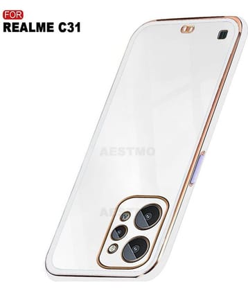 AESTMO - White Polycarbonate Plain Cases Compatible For Realme C31 ( Pack of 1 )