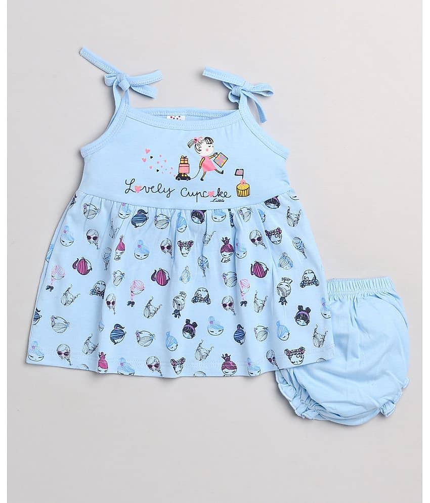 Mars Infiniti Pack of 1 Baby Girls Cotton Frock ( Blue )