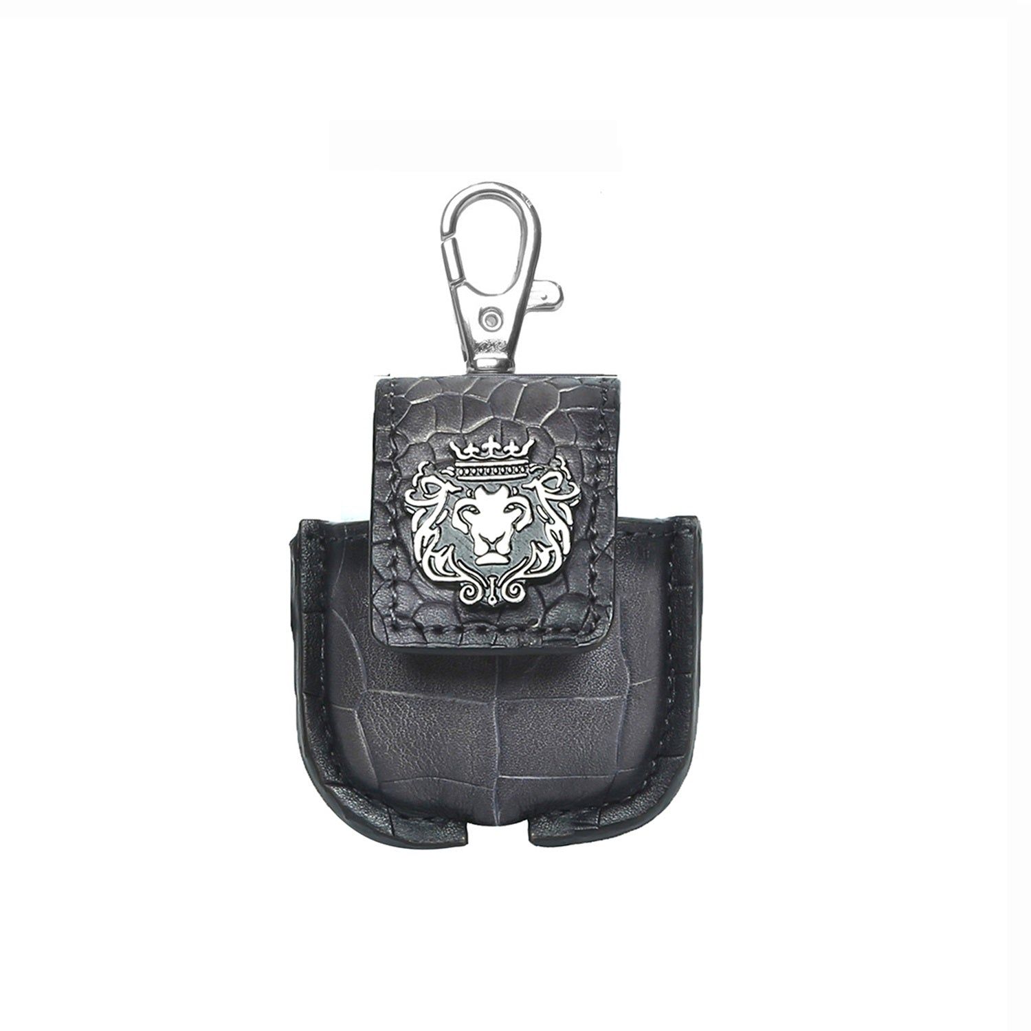 Air-pods Carrying Grey Croco Textured Leather Carrying Case by Brune & Bareskin-Gen 1