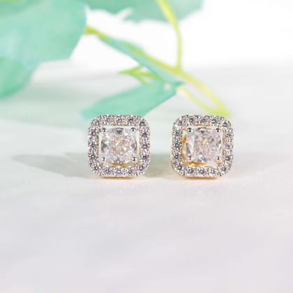 Klara Silver Solitaire Stud Earrings for Women-Yellow Gold