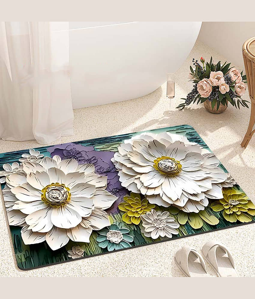 mahek accessories Set of 1 Anti-skid Rubber Door Mat ( 60 X 40 cm ) White