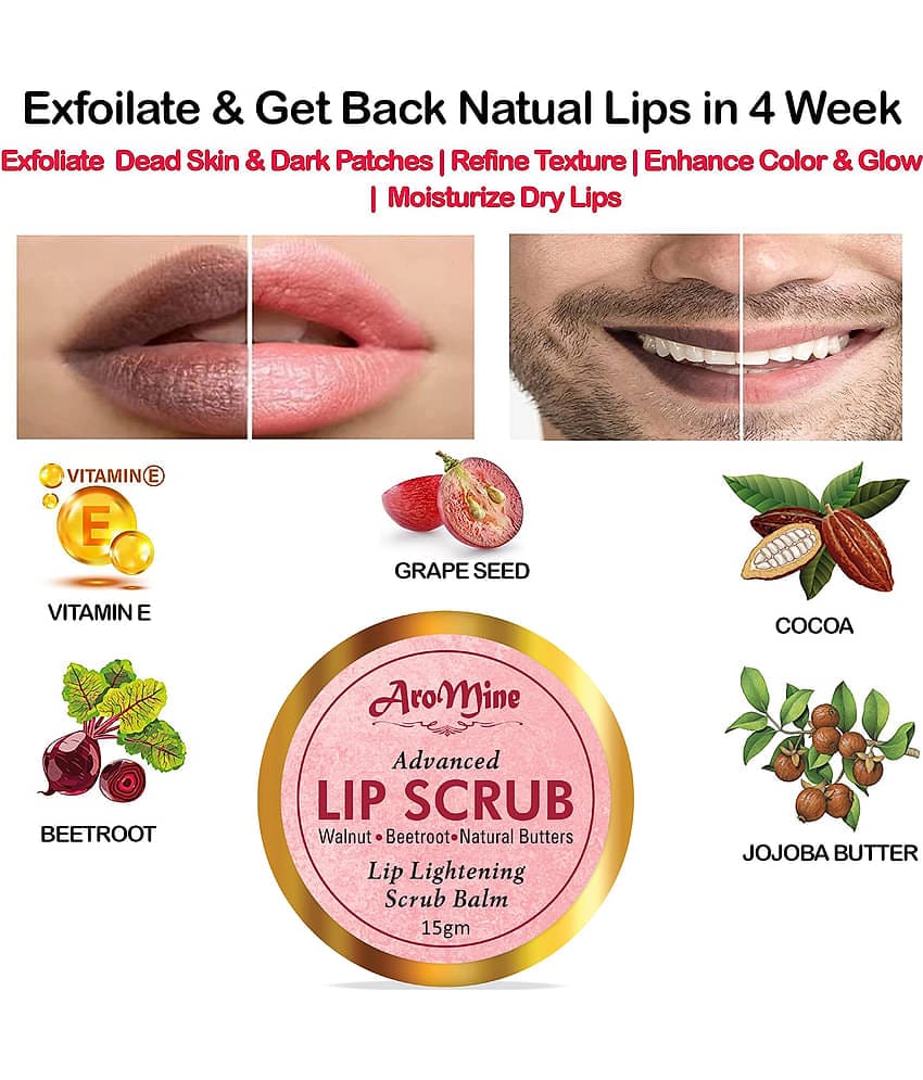 Aromine Lip Scrub Balm Lightening and  Brightening Dark Lips For Men Lip Balm Lip Balm red Red SPF 2 15