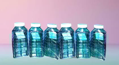 Plastic Water Bottles, 1 Litre, Turquoise Blue, Set of 6