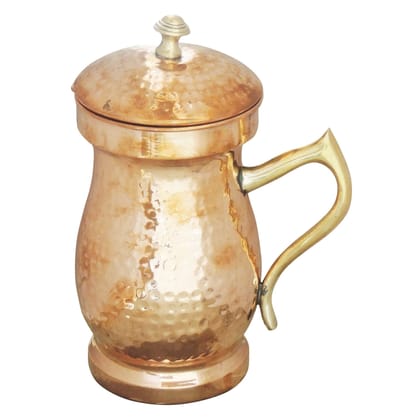 Pure Copper Water Jug – 1.4 Liter | Handcrafted Kitchen Pitcher, Height : 9 Inch (BCMAS121 A)