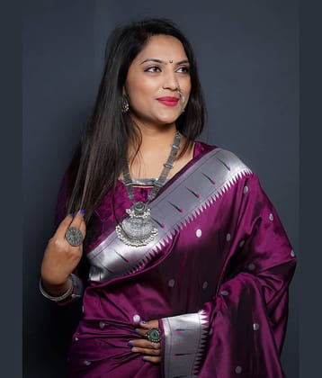 Vastukala Silk Woven Saree With Unstitched Blouse Piece ( Purple )