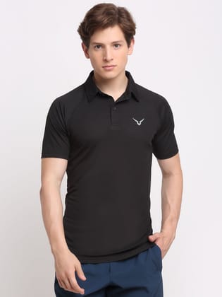 Invincible Men’s Raglan Polo Tee-Black / S
