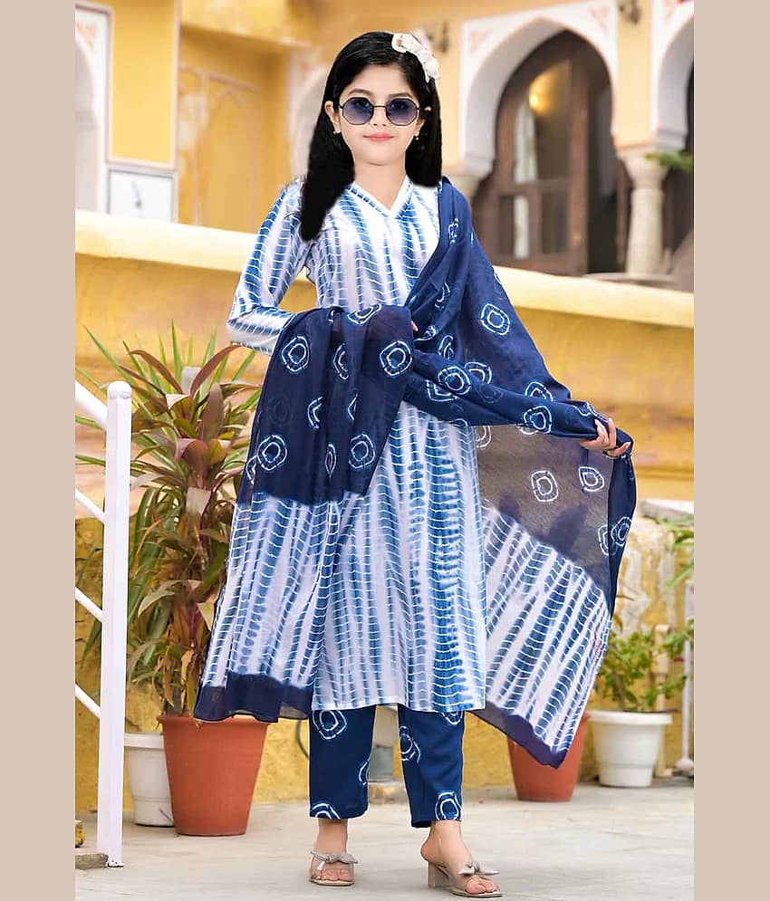 A TO Z CART Girls Cotton Kurti with Pants ( Pack of 1 , Blue )