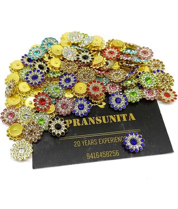 PRANSUNITA 90 Pcs Zarkan Flower Shape Claw Cup Sew on Rhinestone Crystal Glass Beads Buttons Stones for Jewellery Making, Dress Decoration, Crafts & Embroidery Work, Size 14mm