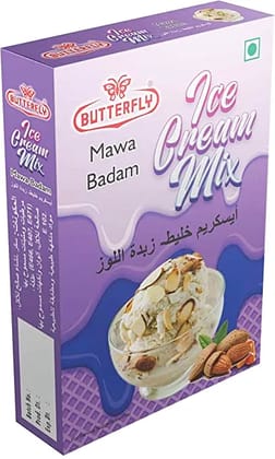 Butterfly Instant Ice Cream Mix, 150 Grams (Mawa Badam)  by Butterfly Dessert Mixes and Bakery Needs. Butterfly Instant Ice Cream Mix, 150 Grams (Mawa Badam)  by Butterfly Dessert Mixes and Bakery Needs.