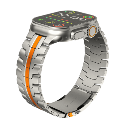 Luxury Wingtip Titanium Metal Straps By iSerieshub Compatible For iWatch-Titanium Orange / 49 - 45 - 44 - 42MM