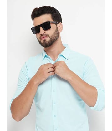 renuovo Cotton Blend Regular Fit Solids Full Sleeves Men's Casual Shirt - Blue ( Pack of 1 )