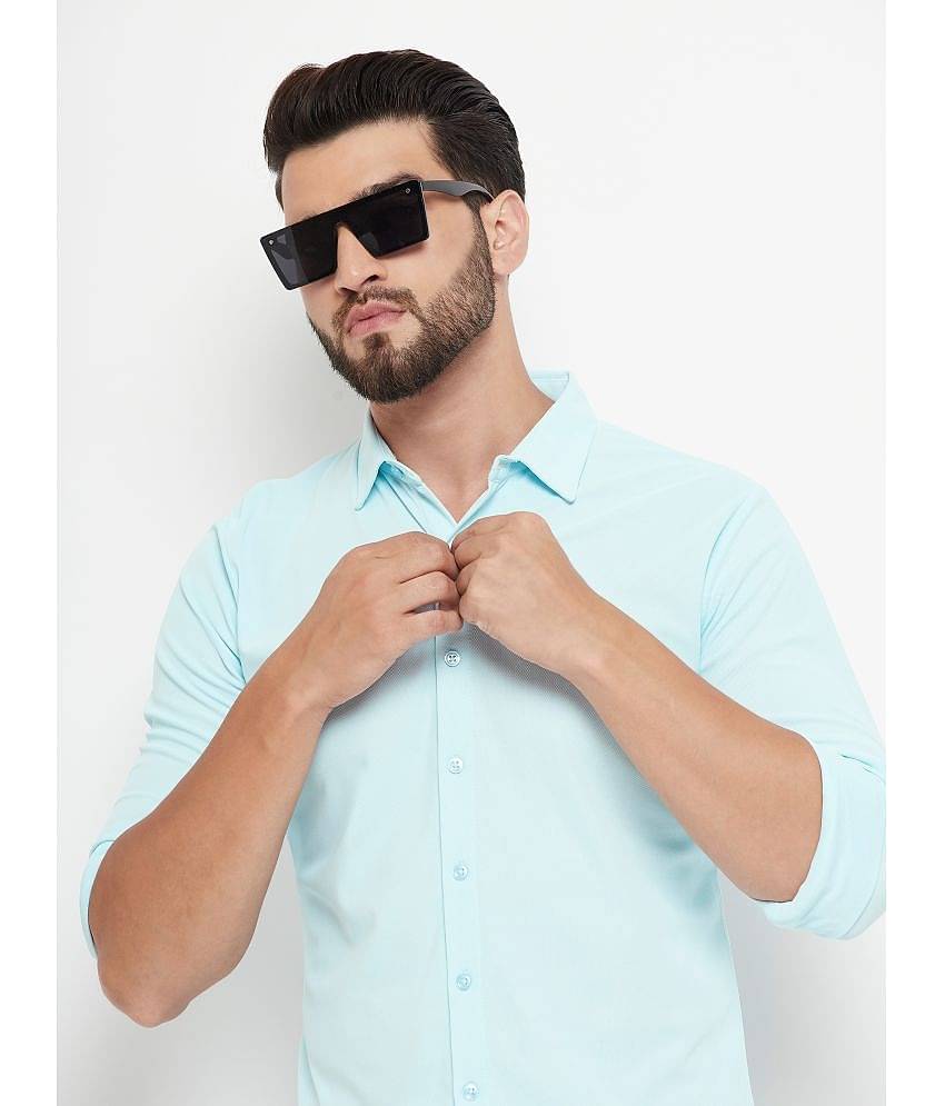renuovo Cotton Blend Regular Fit Solids Full Sleeves Men's Casual Shirt - Blue ( Pack of 1 )