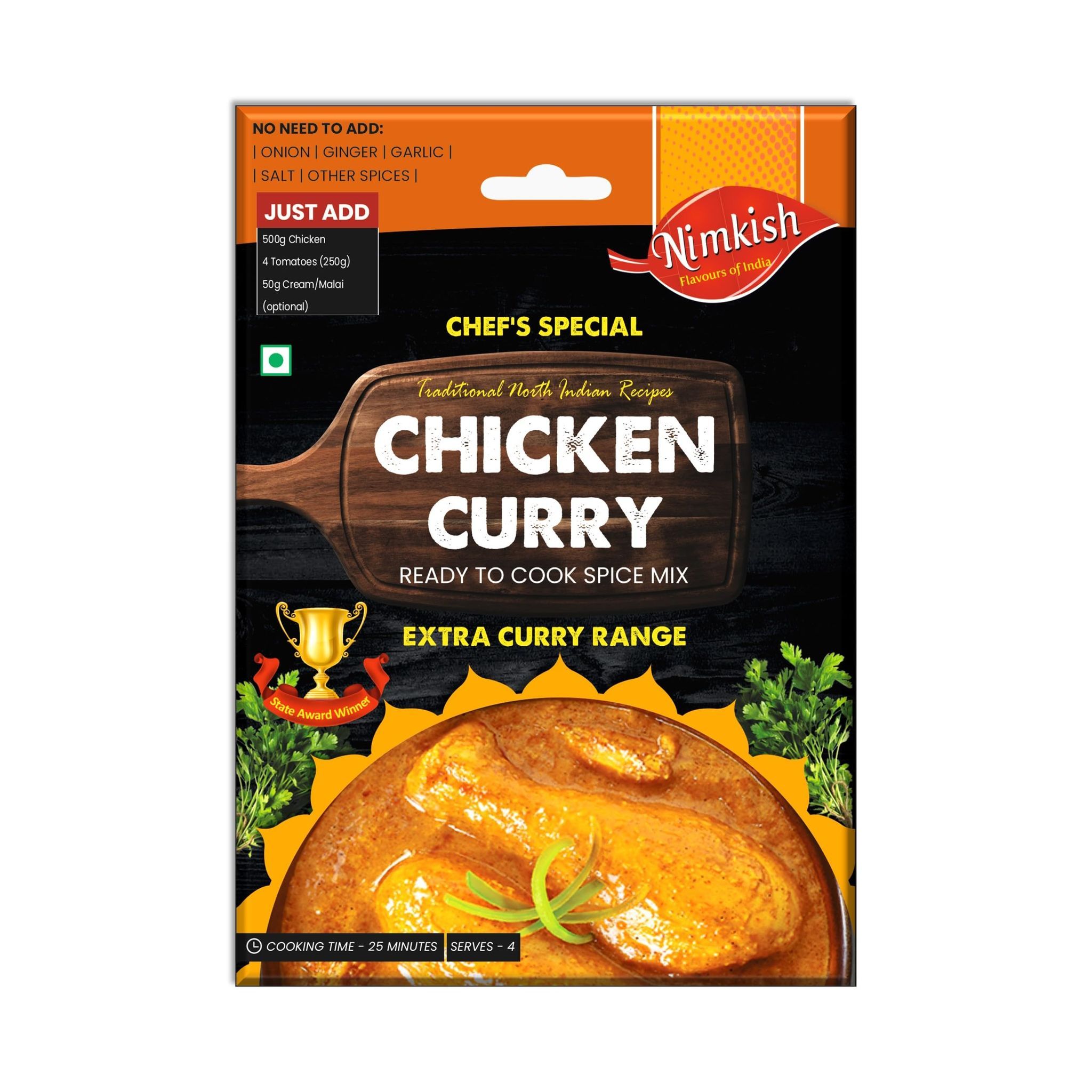 Nimkish Chicken Curry Extra Curry Ready to Cook Spice Mix | 40g | Onion Ginger Garlic Already in Mix | Himalayan Recipe