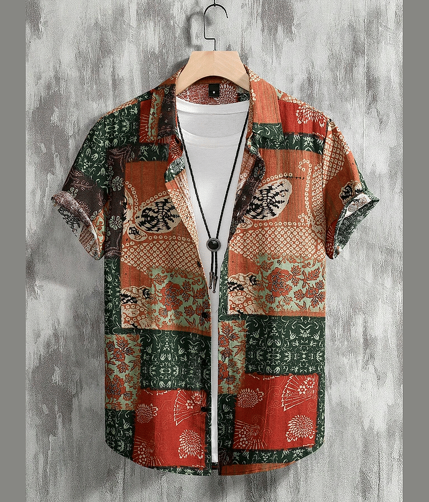 AAPSKA Poly Cotton Regular Fit Printed Half Sleeves Men's Casual Shirt - Green ( Pack of 1 )