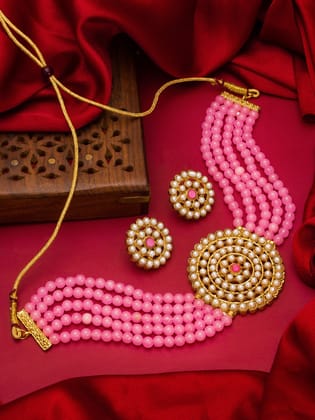 Morison Elegant Gold Necklace with Earrings  Shine with Sophistication