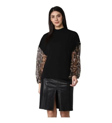 Women's Polyester Animal Print Long Sleeves Top (Black, XL)-PID55902 Women's Polyester Animal Print Long Sleeves Top (Black, XL)-PID55902