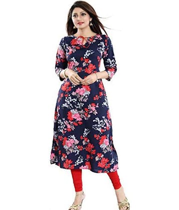 AK FASHION MALL Pack of 1 Crepe Printed Straight Women's Kurti - ( Multicolor )