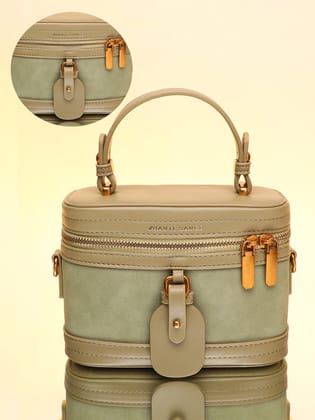 The Velvet Oval Bucket Bag - Olive Green-Sling Bag