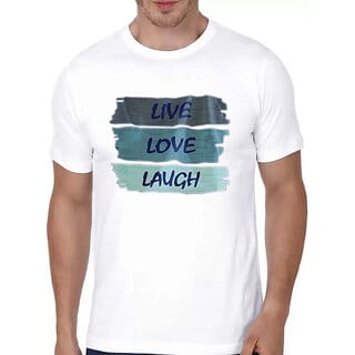 HIT SQUARE White Pure Cotton Round Neck Printed For Men