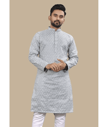 YUG ART Grey Silk Men's Regular Kurta ( Pack of 1 )