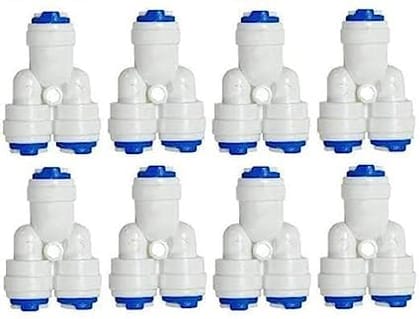 1/4 Y Tee Elbows Connectors for Water Purifier Spare Part for Solid Filter Cartridge Hose Connector (Pack of 10)