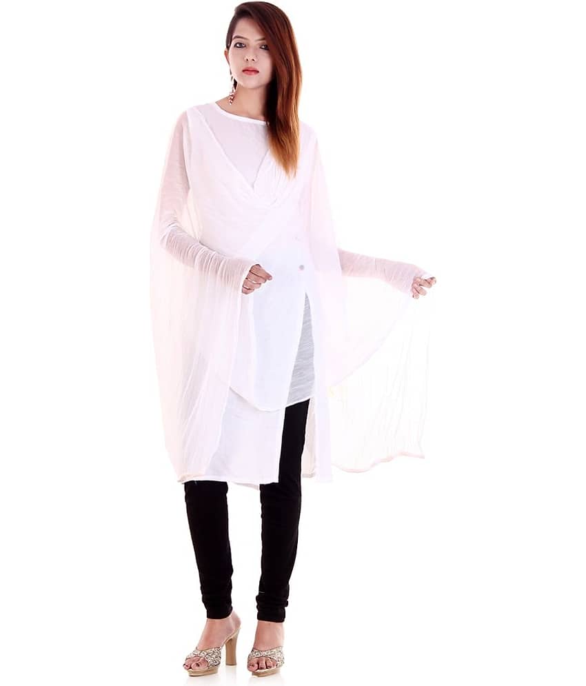 Apratim White Chiffon Dupatta - Single