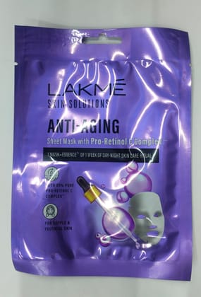 Lakme skin solutions Anti - Aging sheet mask with Pro - retinol C complex 