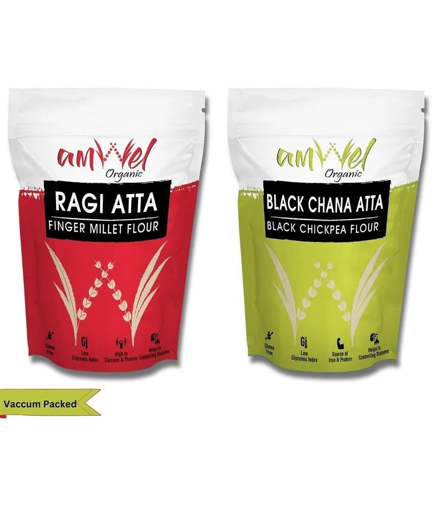 Amwel Ragi Atta 450g + Black Chana Atta 450g 900 gm Pack of 2