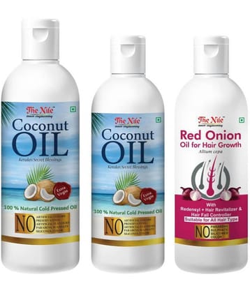 The Nile Coconut Oil 150 Ml + 100 ML(250ML) + Red Onion Oil 100 ML 350 mL Pack of 3