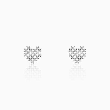 Silver Zircon Mini Heart Studs