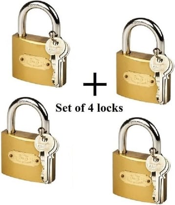 Unikkus set of 4 locks and keys for home room door and multi-purpose,  locks size 50 MM , A good quality padlocks for home