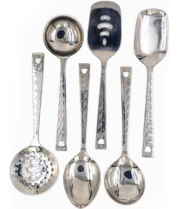 i WARE Embossed Stainless Steel Spatula Set 100 ml Silver ( Set of 6 )