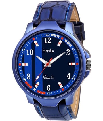 HMTe - Blue Leather Analog Men's Watch
