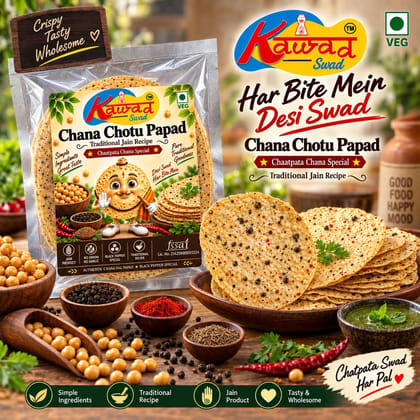 KAWAD SWAD Chana Chotu Papad 800g | Traditional Jain Recipe