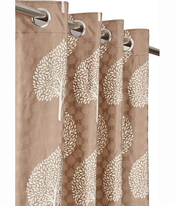 Kraftiq Homes Floral Printed Semi-Transparent Eyelet Curtain 5 ft ( Pack of 1 ) - Brown