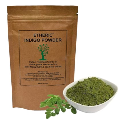 Etheric Indigo Leaves Powder (200 gm Pack) for Chemical Free Natural Hair Colouring & Dye | Amonia Free Etheric Indigo Leaves Powder (200 gm Pack) for Chemical Free Natural Hair Colouring & Dye | Amonia Free