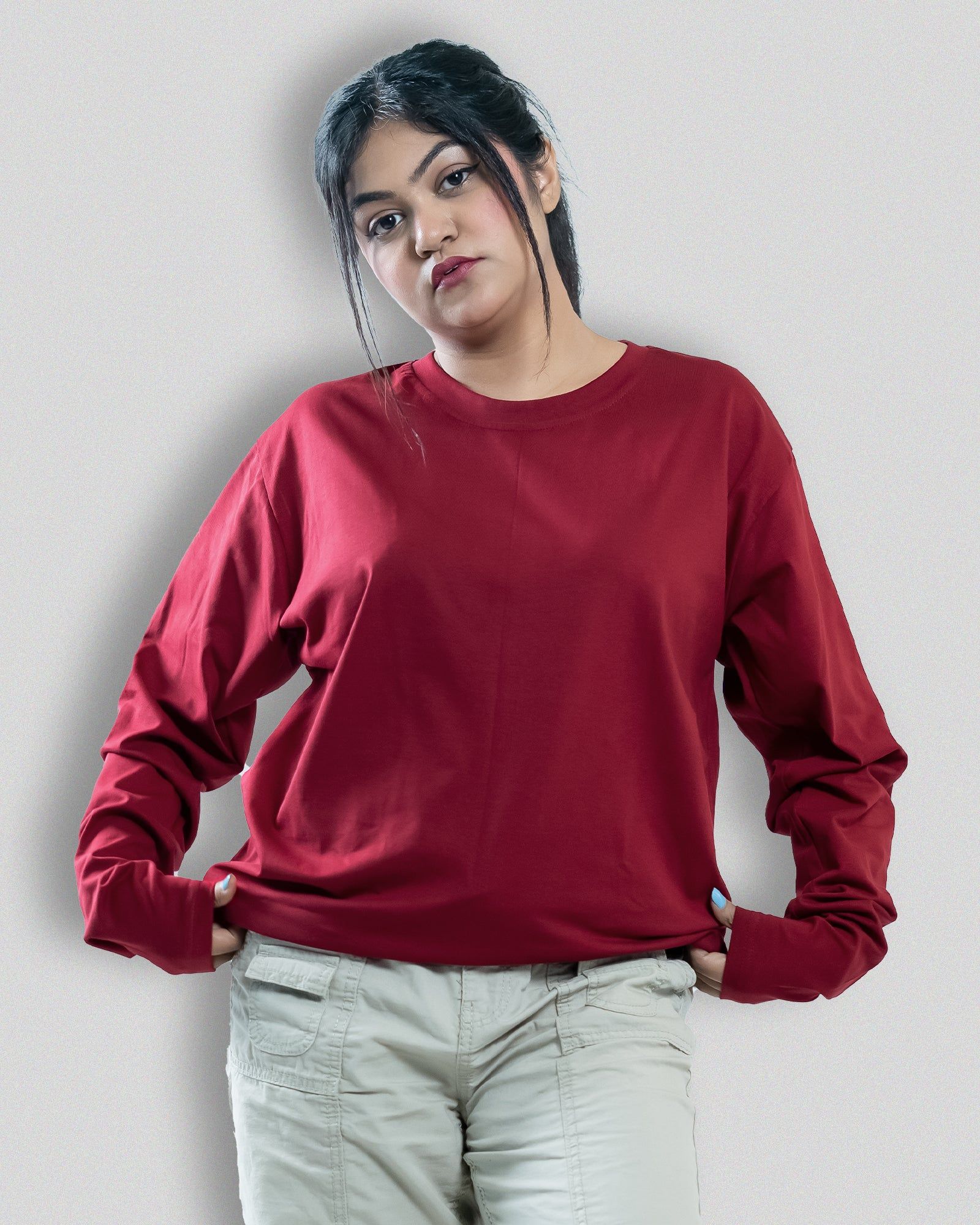 Maroon | Solid Full T-Shirt-Maroon / S