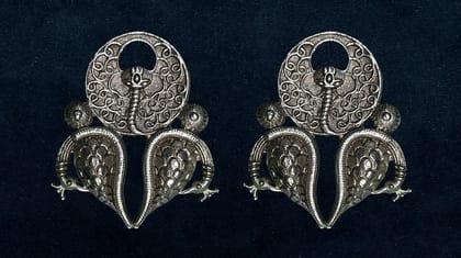 Bilasita Ganesh Stud Earrings (Oxidised Silver) | Vintage Ethnic Charm | Traditional Wear