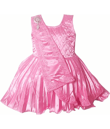 harshvardhanmart.com Baby Girls Faux Satin Frocks ( Pink )