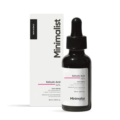 Minimalist Anti-Acne 2% Salicylic Acid Face Serum for All Skin Types | Reduces Blackheads,Oiliness, Excess Oil & Bumpy Texture | BHA Based Exfoliant | 60 ml Minimalist Anti-Acne 2% Salicylic Acid Face Serum for All Skin Types | Reduces Blackheads,Oilines
