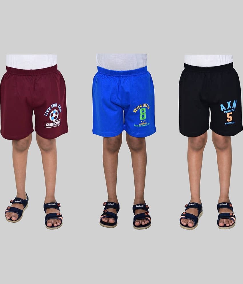 JILZ Pack of 3 Cotton Shorts For Boys ( Multi Color )