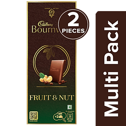Cadbury Bournville Fruit & Nut Dark Chocolate Bar, 2x80 g Multipack